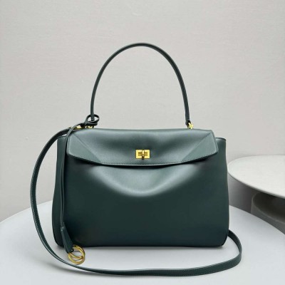 Balenciaga Rodeo Medium Bag in Dark Green Calfskin