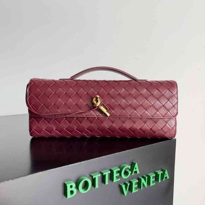Bottega Veneta Andiamo Clutch with Handle in Barolo Intrecciato Lambskin