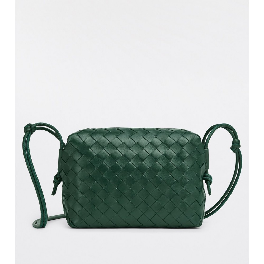 Bottega Veneta Small Loop Bag In Raintree Intrecciato Lambskin