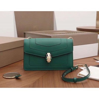 Bvlgari Serpenti Forever Small Cross-body Bag In Green Calfskin