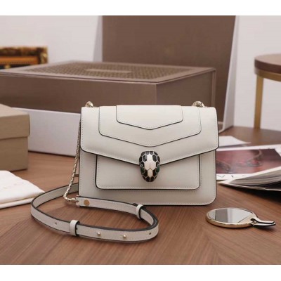 Bvlgari Serpenti Forever Small Crossbody Bag In White Calfskin