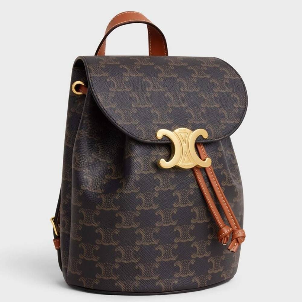 Celine Bonnie Backpack in Triomphe Canvas and Calfskin