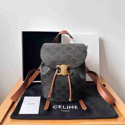 Celine Bonnie Backpack in Triomphe Canvas and Calfskin