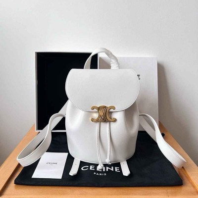Celine Bonnie Backpack in White Calfskin