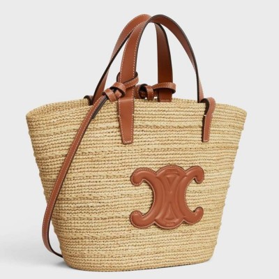 Celine Classic Panier Nano Bag in Raffia and Leather