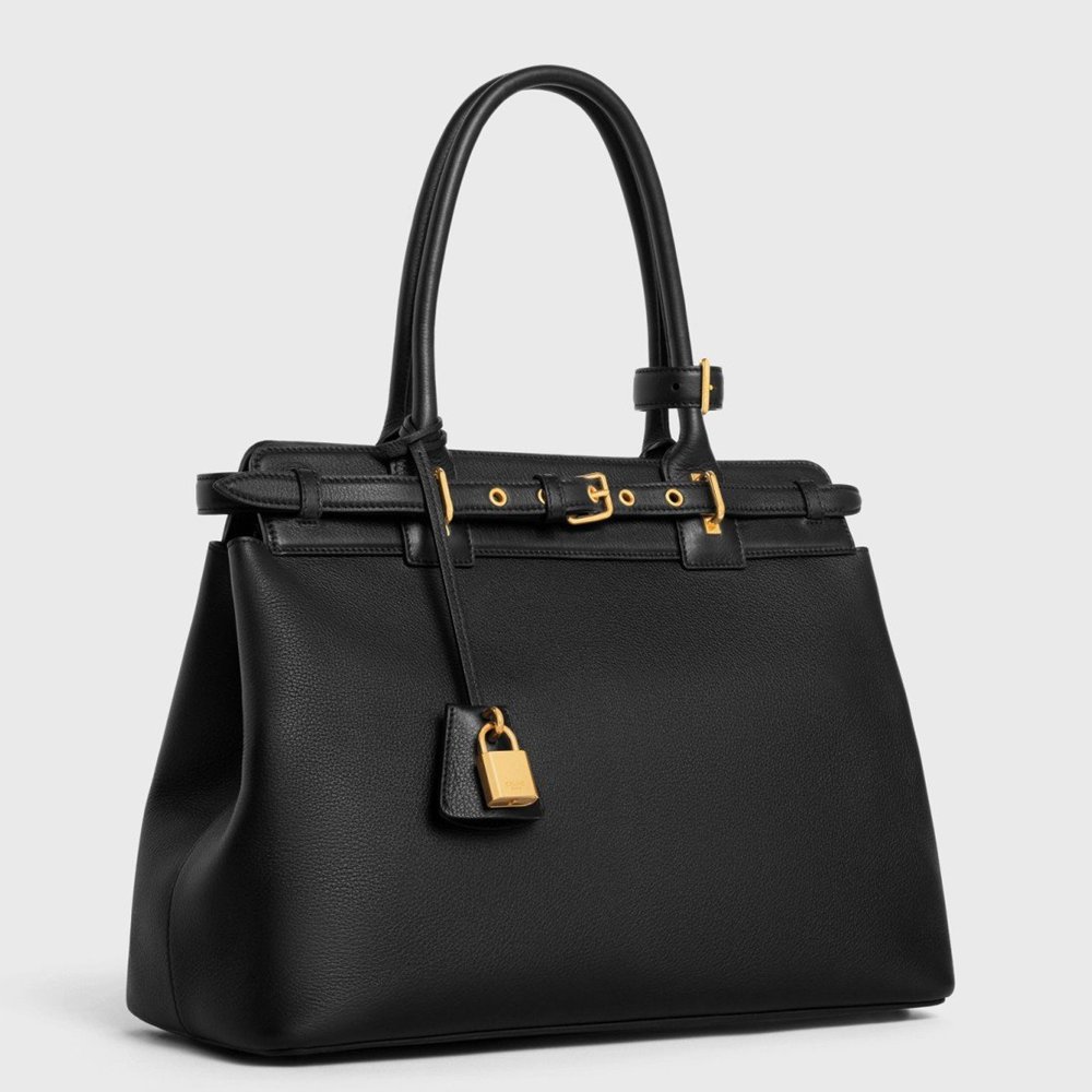 Celine Conti Bag in Black Supple Calfskin