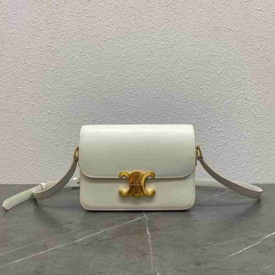 Celine Triomphe Teen Bag In White Leather