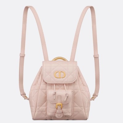 Dior Caro Small Backpack in Pink Macrocannage Lambskin