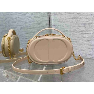 Dior CD Signature Oval Camera Bag in Beige Calfskin
