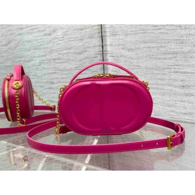Dior CD Signature Oval Camera Bag in Rani Pink Calfskin