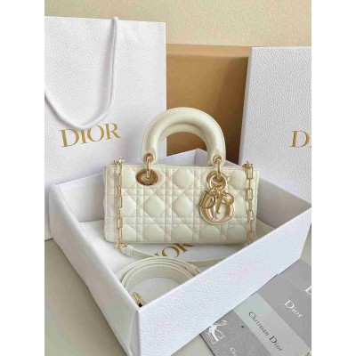 Dior Lady D-Joy Small Bag In White Cannage Lambskin