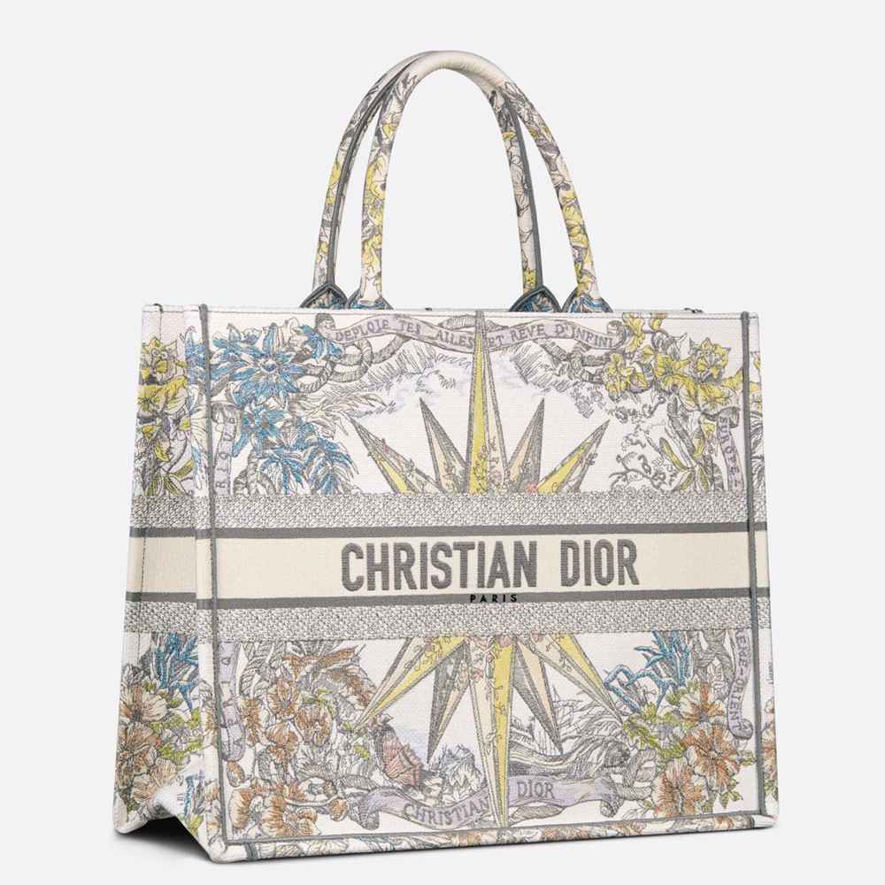 Dior Large Dior Book Tote In Multicolor Reve d'Infini Embroidery