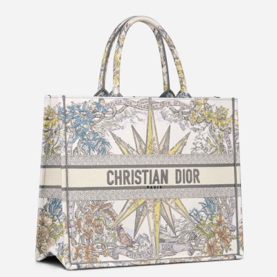 Dior Large Dior Book Tote In Multicolor Reve d'Infini Embroidery