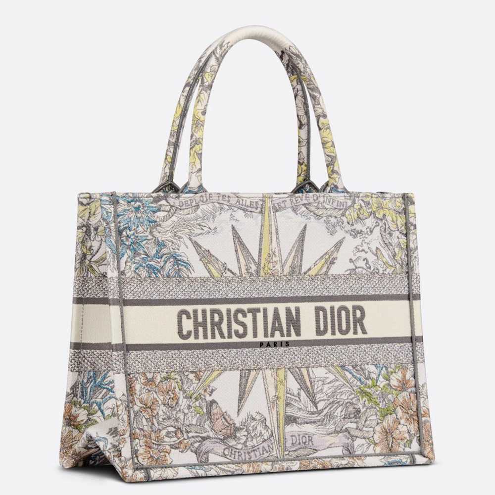 Dior Medium Book Tote Bag In Multicolor Reve d'Infini Embroidery