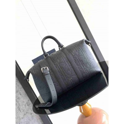 Dior Weekender 40 Bag in Black Dior Gravity Leather