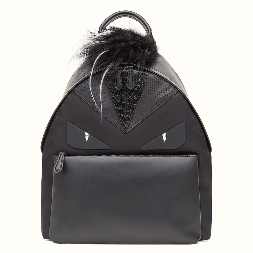 Fendi Black Large Bag Bugs Eyes Python Backpack