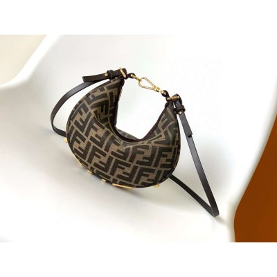 Fendi Fendigraphy Mini Bag in Brown FF Jacquard Fabric