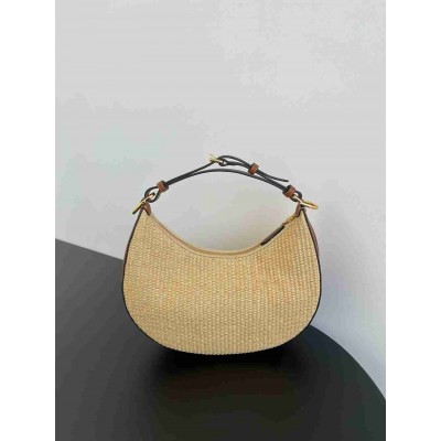 Fendi Fendigraphy Small Hobo Bag in Natural Raffia