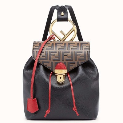 Fendi Logo Embossed Leather Multicolor Backpack