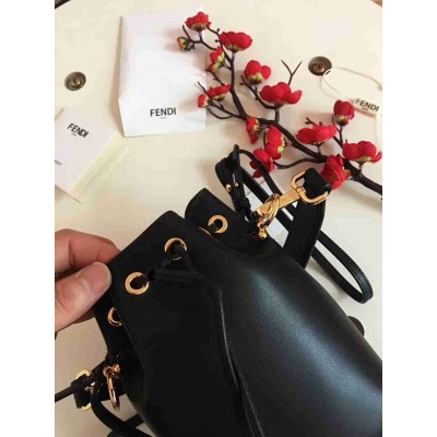 Fendi Mon Tresor Mini Bucket Bag In Black Calfskin