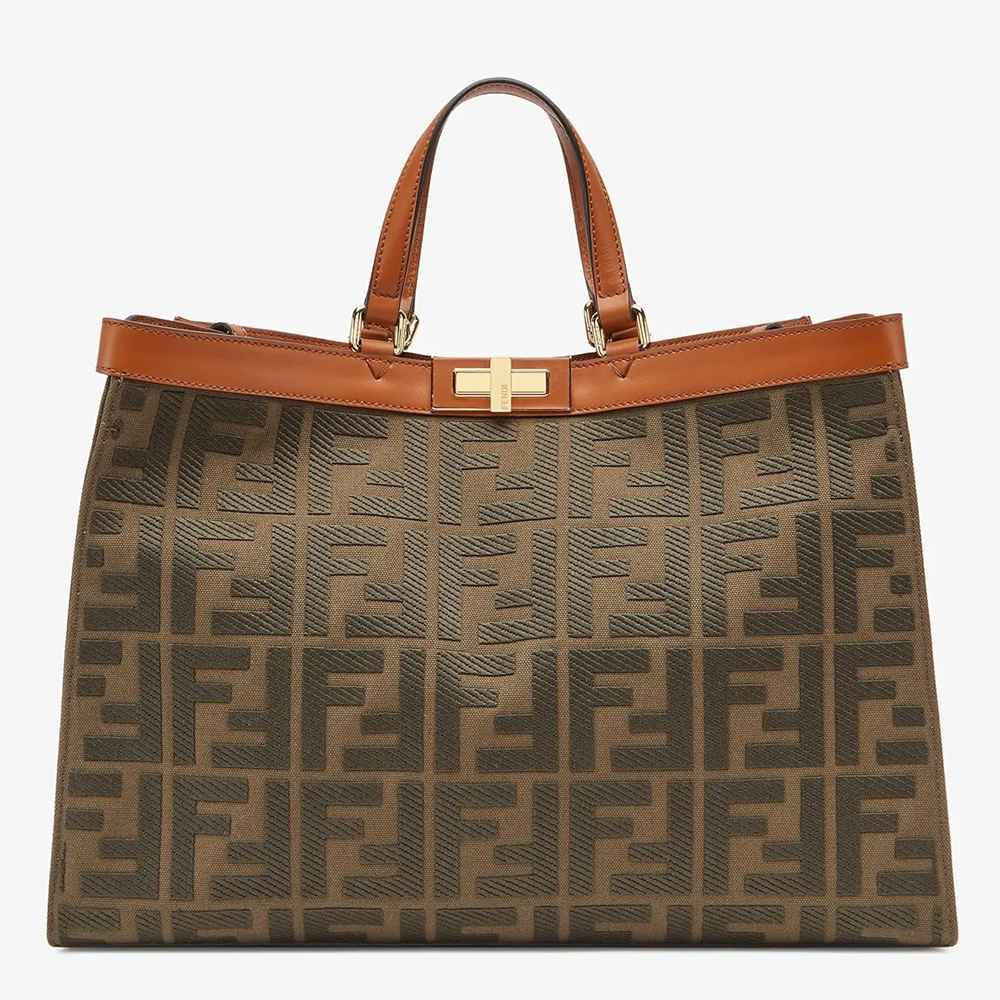 Fendi Peekaboo X Tote In Green Canvas with FF Motif