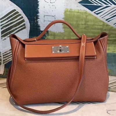 Hermes 24 24 29 Bag In Brown Clemence Calfskin