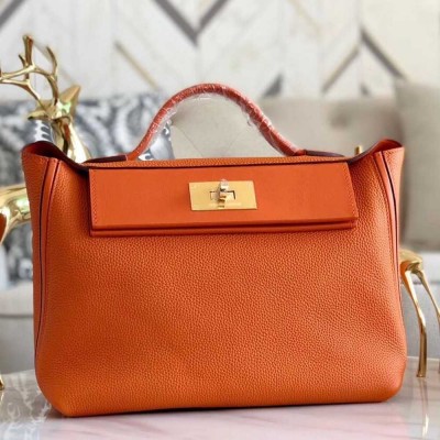 Hermes 24 24 29 Bag In Orange Clemence Calfskin