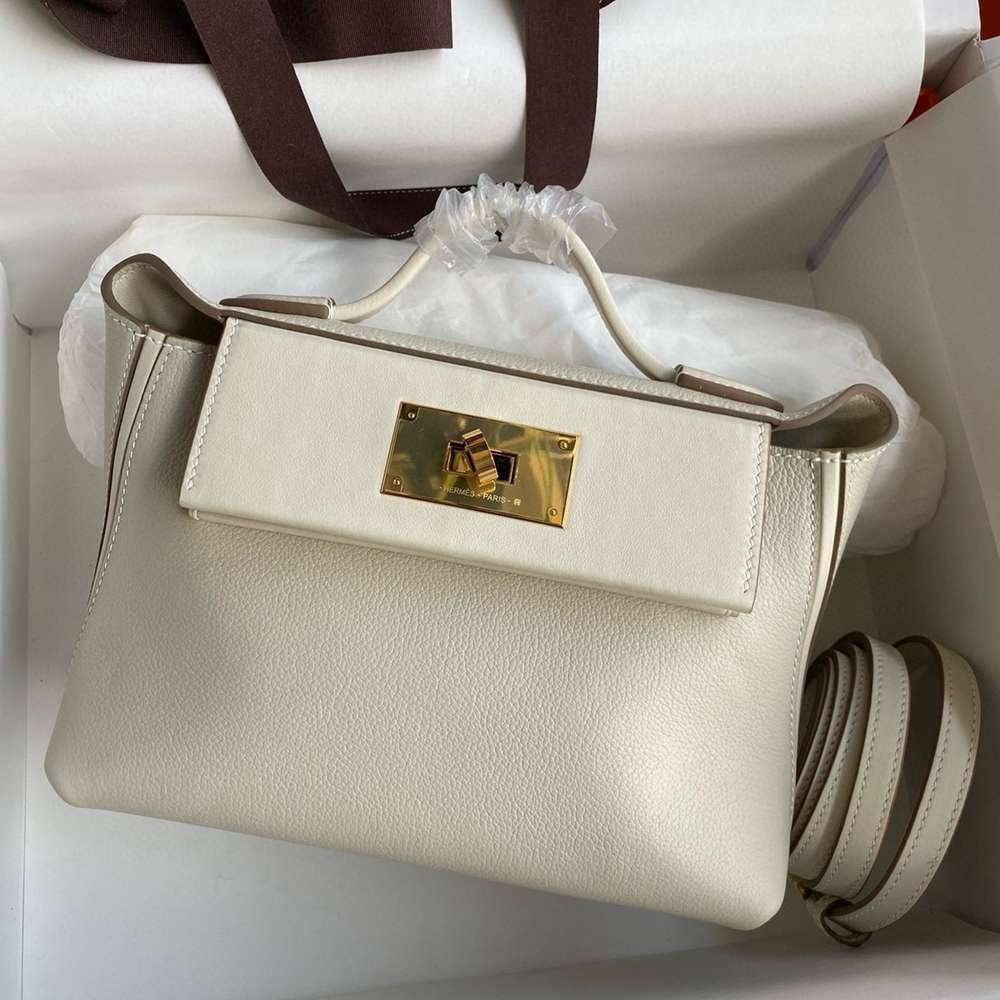 Hermes 24 24 Mini 21 Handmade Bag in Craie Evercolor Leather