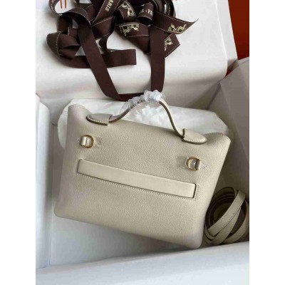 Hermes 24 24 Mini 21 Handmade Bag in Craie Evercolor Leather