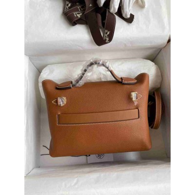 Hermes 24 24 Mini 21 Handmade Bag in Gold Evercolor Leather