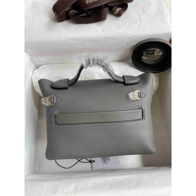 Hermes 24 24 Mini 21 Handmade Bag in Gris Meyer Evercolor Leather