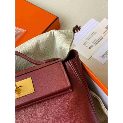 Hermes 24 24 Mini 21 Handmade Bag in Rouge H Evercolor Leather
