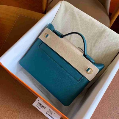 Hermes 24 24 Mini 21 Handmade Bag in Vert Bosphore Evercolor Leather