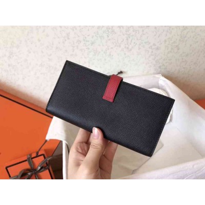 Hermes Bi-Color Epsom Bearn Wallet Black Ruby