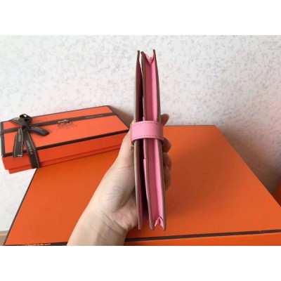 Hermes Bi-Color Epsom Bearn Wallet Grey Pink