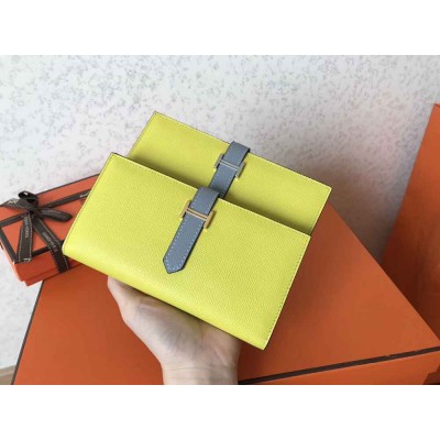 Hermes Bi-Color Epsom Bearn Wallet Soufre Blue Lin