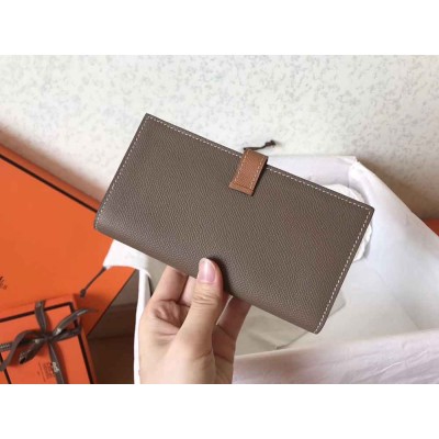 Hermes Bi-Color Epsom Bearn Wallet Taupe Brown