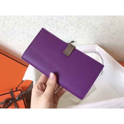 Hermes Bi-Color Epsom Bearn Wallet Ultraviolet Taupe