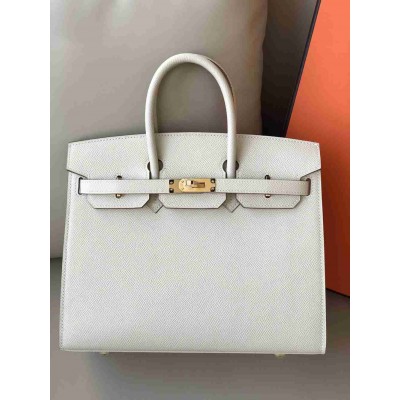 Hermes Birkin 25 Sellier Handmade Bag In Craie Epsom Calfskin