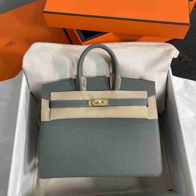 Hermes Birkin 25 Sellier Handmade Bag In Vert Amanda Epsom Calfskin