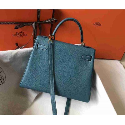 Hermes Blue Jean Clemence Kelly 28cm Bag