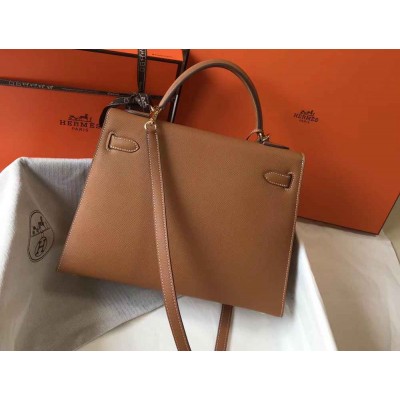Hermes Brown Epsom Kelly 32cm Sellier Bag