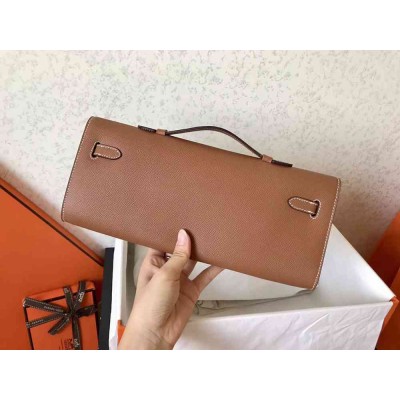Hermes Brown Epsom Kelly Cut Handmade Bag