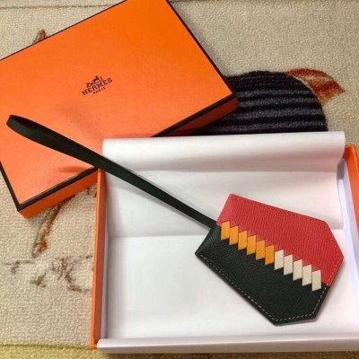 Hermes Clochette Cles Grand Tressage Charm In Green Rose Lipstick