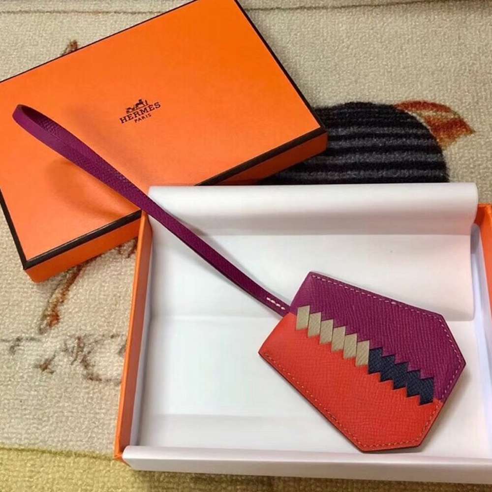 Hermes Clochette Cles Grand Tressage Charm In Orange Purple