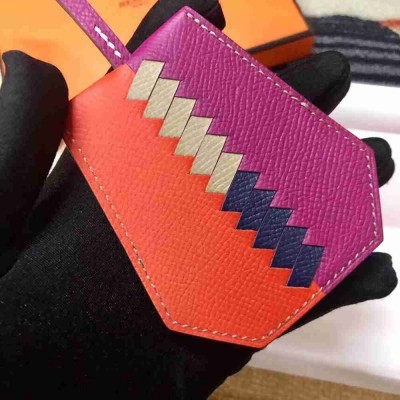 Hermes Clochette Cles Grand Tressage Charm In Orange Purple