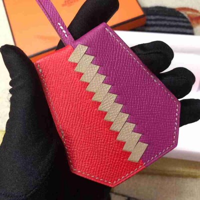 Hermes Clochette Cles Grand Tressage Charm In Red Purple