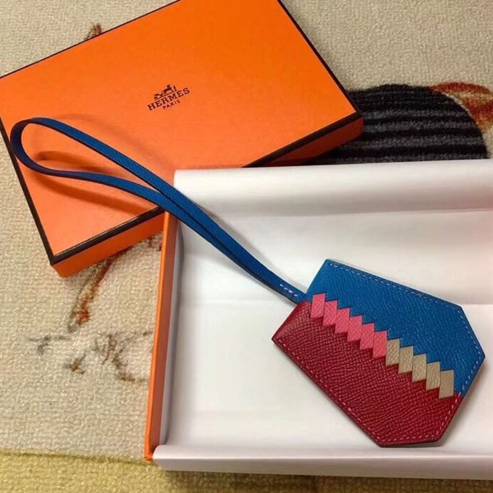 Hermes Clochette Cles Grand Tressage Charm In Ruby Blue