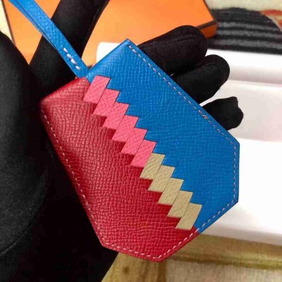 Hermes Clochette Cles Grand Tressage Charm In Ruby Blue