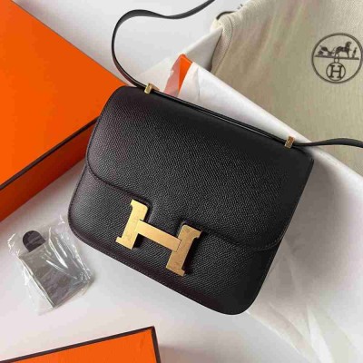 Hermes Constance 1-18 Mirror Bag In Black Epsom Calfskin